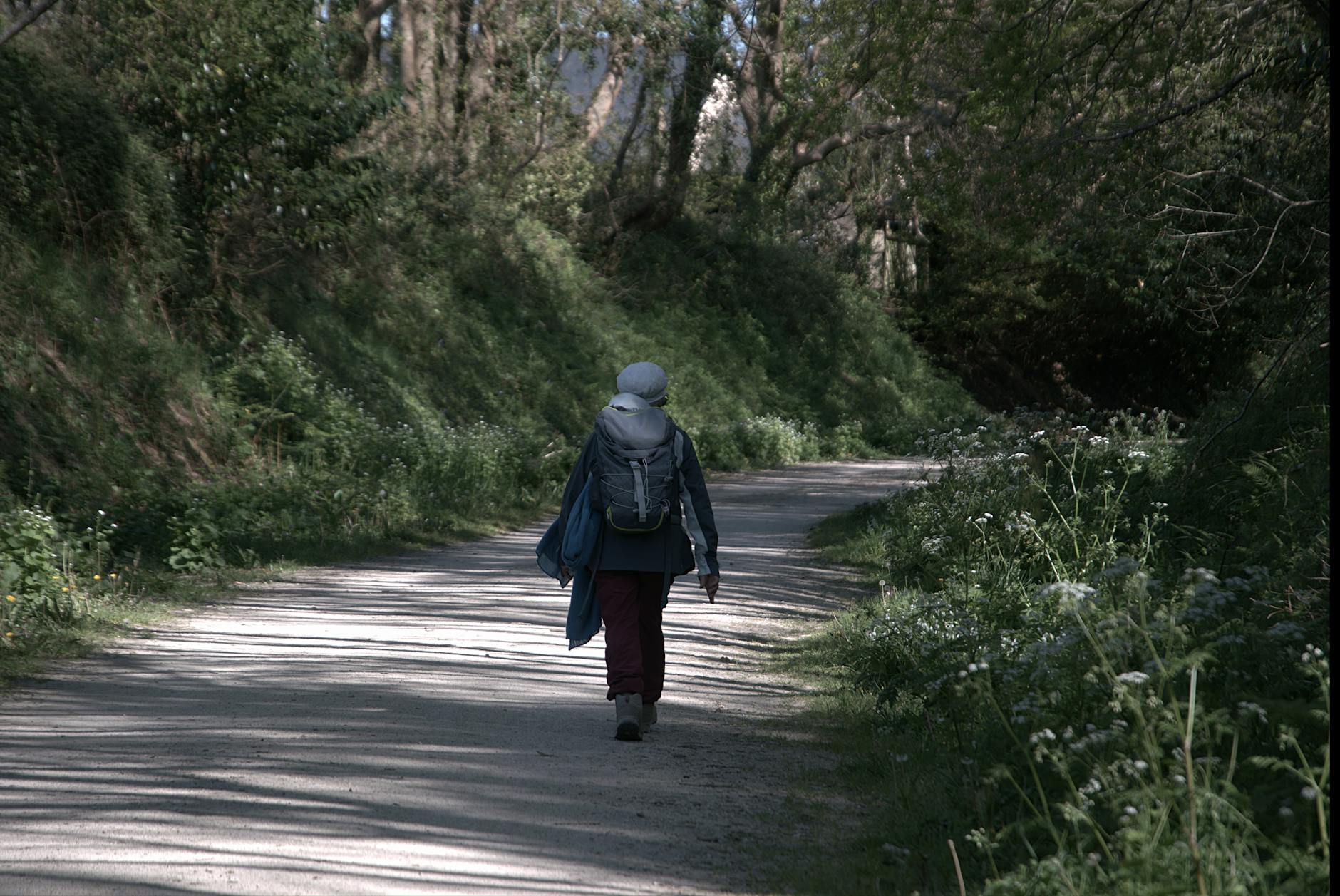 Pilgrim walking the Camino de Santiago